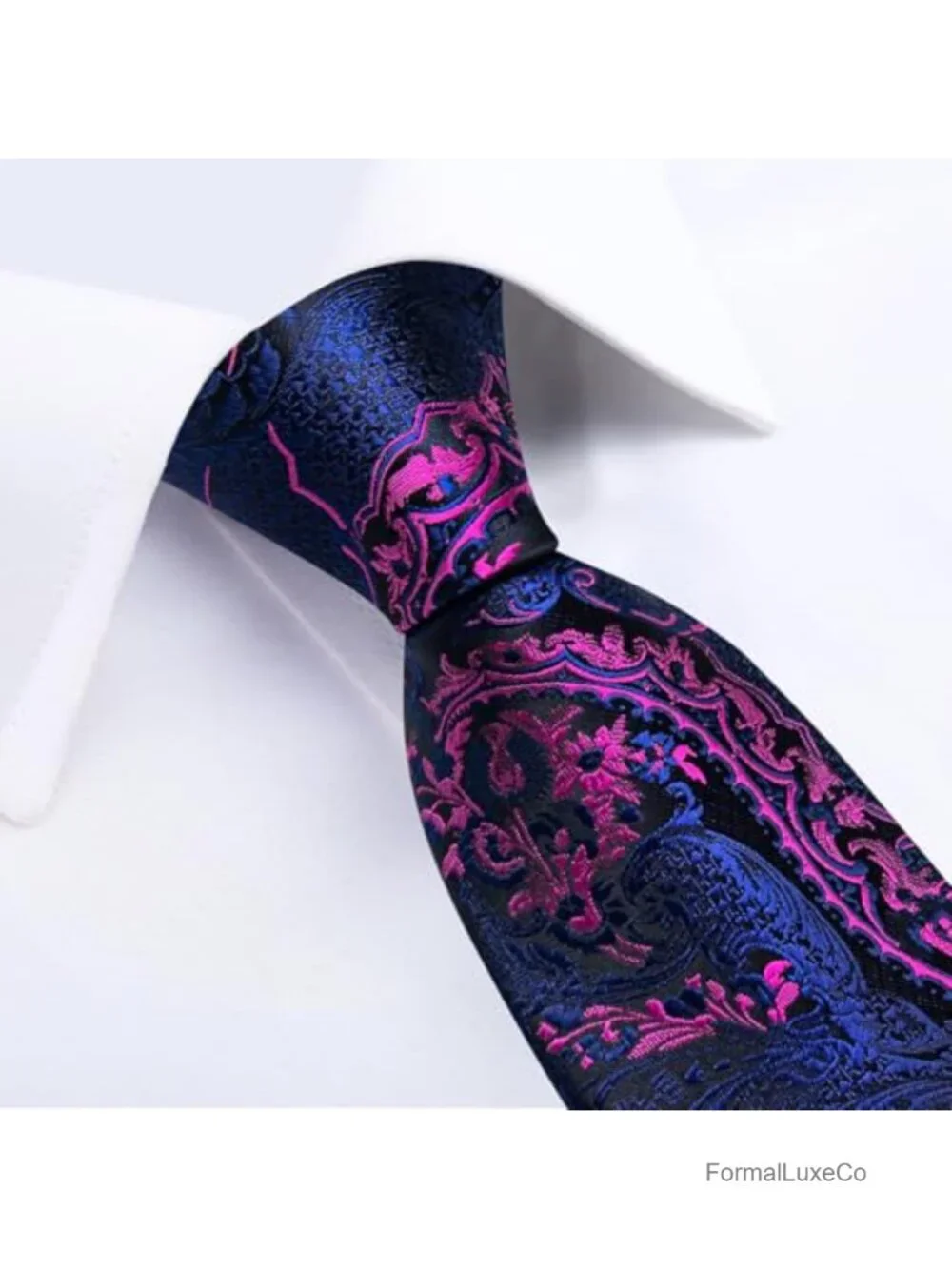 Silk Men's Tie Set with Paisley Necktie, Pocket Square & Cufflinks Formal